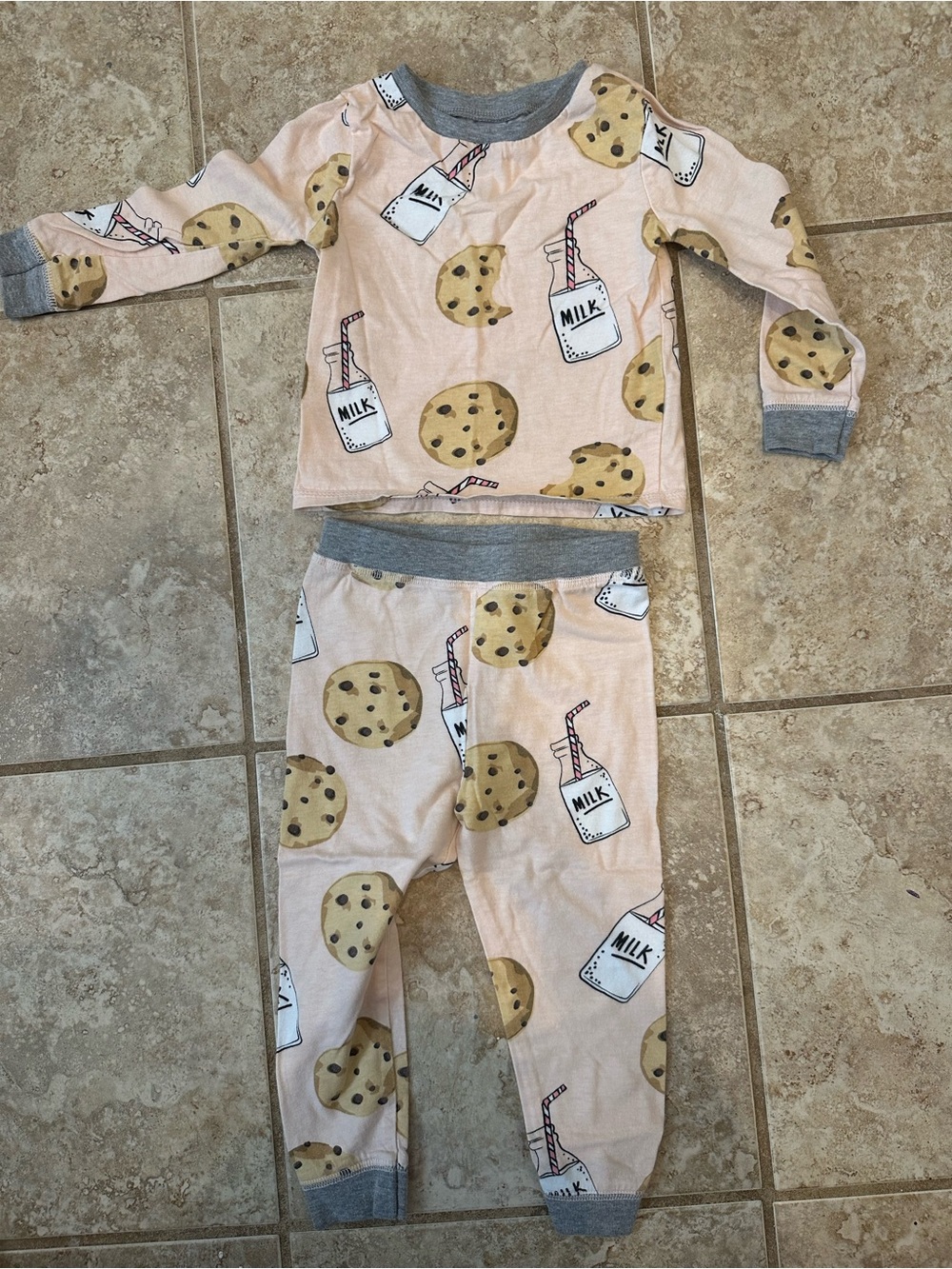 Mud Pie Pink Cookie & Milk Print Pajama Set